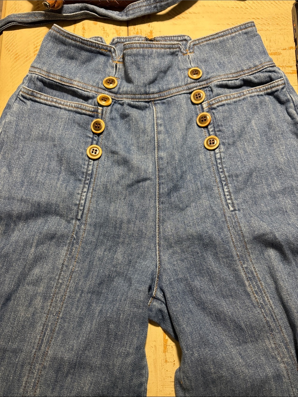 Pilcro and the Letterpress Anthropologie Sailor Wide Leg Jeans Blue 26 Flaws